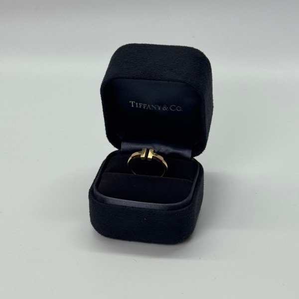 b202608681-tiffany-co-t-wire-ring Pre-Owned/ Pre-Loved/ Second-Hand Tiffany & Co. T Wire Ring, Ring in Rose Gold Color, US 5, EU 49 Size, Front View