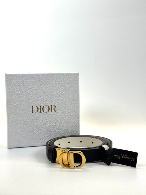 Pre-Owned/ Pre-Loved/ Second-Hand Dior Belt, Others in Black gold Color, 80 Size, Front View