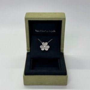 Pre-Owned/ Pre-Loved/ Second-Hand Van Cleef & Arpels (VCA) Diamond Frivole Pendant Small, Necklace in White Gold Color, Small Size, Front View