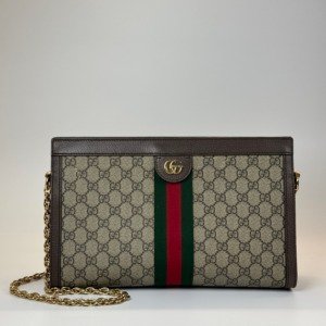 Pre-Owned/ Pre-Loved/ Second-Hand Gucci Ophidia Shoulder Bag (Clutch On Chain), Bag in Monogram Color,  Size, Front View