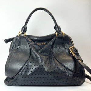 Pre-Owned/ Pre-Loved/ Second-Hand Others Miu Miu Pelle Nero, Bag in Black, Gold Hardware Color,  Size, Front View