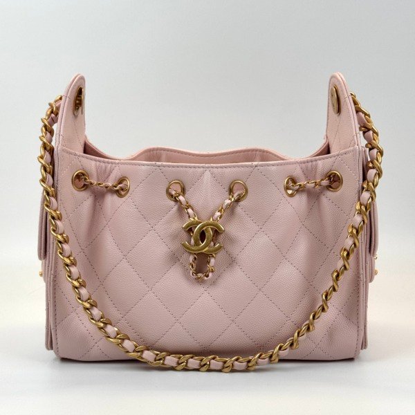Pre-Owned/ Pre-Loved/ Second-Hand Chanel Mini 25 Bag Cavair, Bag in Sakura Pink, Gold Hardware Color, Mini Size, Front View