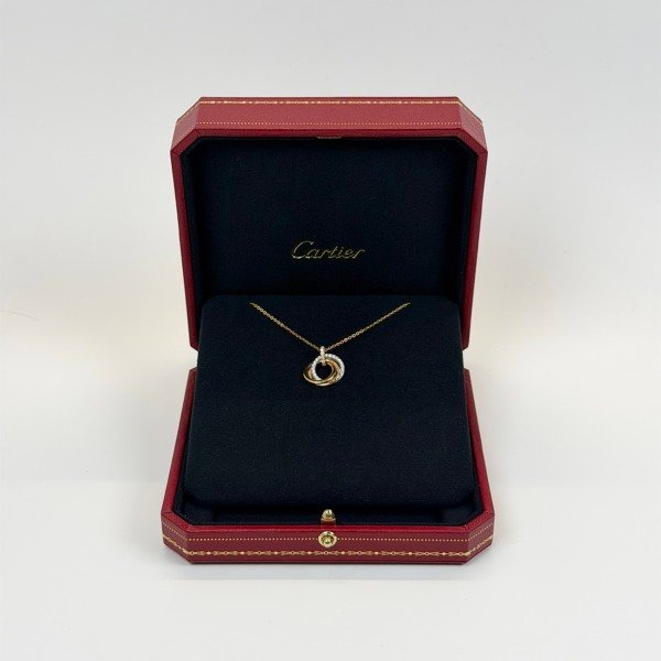 Pre-Owned/ Pre-Loved/ Second-Hand Cartier Diamond Trinity Necklace , Necklace in Gold, Rose Gold, White Gold Color,  Size, Front View
