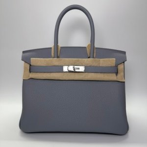 Pre-Owned/ Pre-Loved/ Second-Hand Hermes Birkin 30 Togo, Bag in Gris Pantin, Palladium Hardware Color, 30 Size, Front View