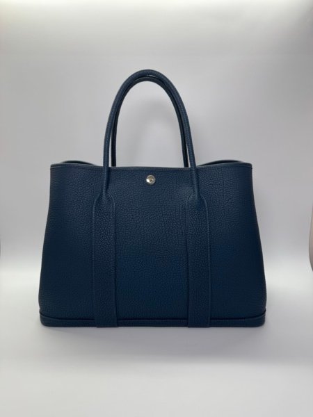 Pre-Owned/ Pre-Loved/ Second-Hand Hermes Garden Party 36 Clemence, Bag in Bleu De Pride 7P Color, 36 Size, Front View