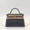 Pre-Owned/ Pre-Loved/ Second-Hand Hermes Mini Kelly 20 Epsom Electrum, Bag in Ardoise, Electrum Hardware Color, 20 Size, Front View
