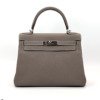 Pre-Owned/ Pre-Loved/ Second-Hand Hermes Kelly 28 Togo, Bag in Etoupe, Gold Hardware Color, 28 Size, Front View