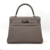 Pre-Owned/ Pre-Loved/ Second-Hand Hermes Kelly 28 Togo, Bag in Etoupe, Gold Hardware Color, 28 Size, Front View