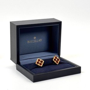 b202607751-buccellati-opera-tulle-carnelian-earrings Pre-Owned/ Pre-Loved/ Second-Hand Buccellati Opera Tulle Carnelian Earrings, Earring in Red Carnelian, Yellow Gold Color, 1.8cm Size, Front View