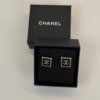 c202601795-chanel-square-cc-earring Pre-Owned/ Pre-Loved/ Second-Hand Chanel Square CC Earring, Earring in Black Color, Size, Front View