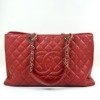 c202601810-chanel-gst-tote Pre-Owned/ Pre-Loved/ Second-Hand Chanel GST Tote , Bag in Red, Silver Hardware Color, Size, Front View