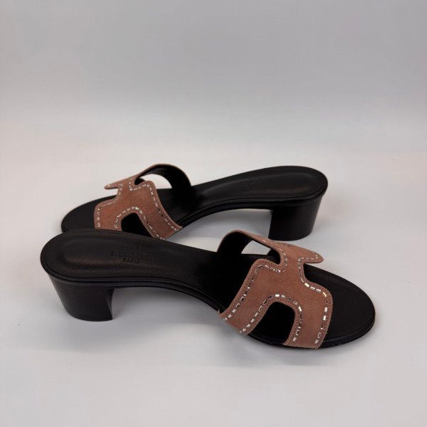 Hermes | Crystal Suede Oasis Sandals/ Heel