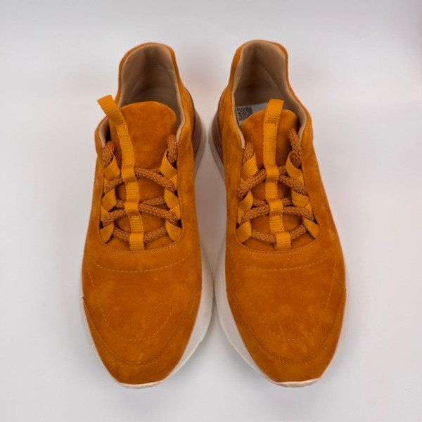 Pre-Owned/ Pre-Loved/ Second-Hand Hermes Suede H Sneakers, Shoe in Gold Color, 38 Size, Front View