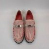 Pre-Owned/ Pre-Loved/ Second-Hand Hermes Kelly Game Slip-on Sneaker/Loafers, Shoe in White, Pink, Palladium Hardware Color, 38 Size, Front View