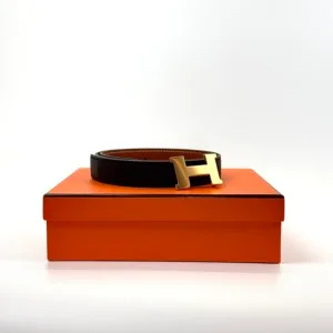 c202606788-hermes-constance-reversible-belt Pre-Owned/ Pre-Loved/ Second-Hand Hermes Constance Reversible Belt, Others in Black, Gold, Gold Hardware Color, 70cm, 32mm Size, Front View