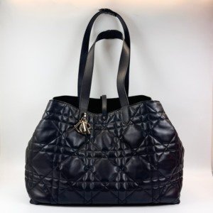 Pre-Owned/ Pre-Loved/ Second-Hand Dior Toujours Large Tote, Bag in Black, Gold Hardware Color, Large Size, Front View