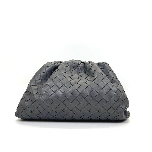 c202618786-bottega-veneta-bv-intrecciato-pouchclutch-large Pre-Owned/ Pre-Loved/ Second-Hand Bottega Veneta (BV) Intrecciato Pouch/Clutch Large, Bag in Grey Color, Size, Front View