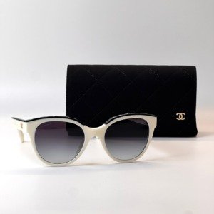 Pre-Owned/ Pre-Loved/ Second-Hand Chanel Square Sunglasses, Others in White Color,  Size, Front View