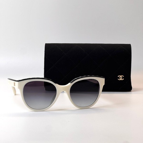 Pre-Owned/ Pre-Loved/ Second-Hand Chanel Square Sunglasses, Others in White Color,  Size, Front View