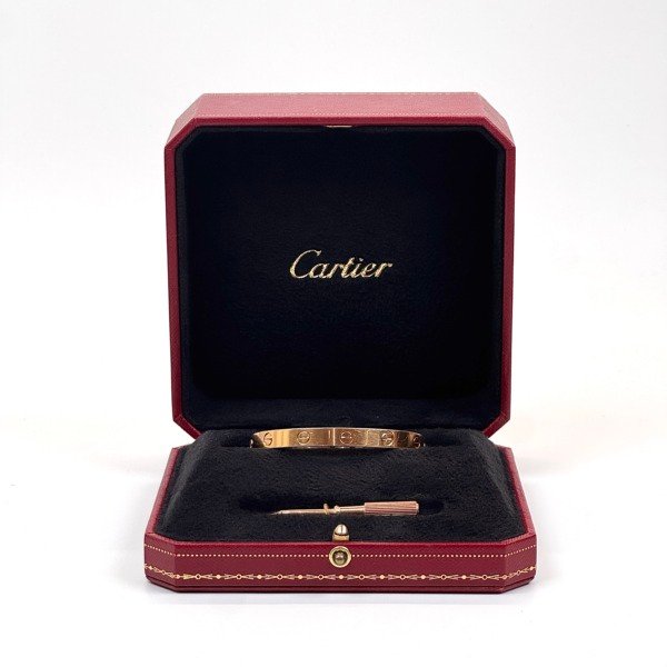 Pre-Owned/ Pre-Loved/ Second-Hand Cartier Classic Love Bracelet, Bracelet in Rose Gold Color, 16 Size, Front View
