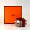 b202606827-hermes-alligator-cdc-collier-de-chien-bracelet Pre-Owned/ Pre-Loved/ Second-Hand Hermes Alligator CDC Collier de Chien Bracelet, Bracelet in Red, Gold Hardware Color, T1 Size, Front View