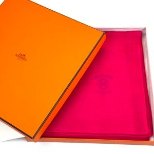 Pre-Owned/ Pre-Loved/ Second-Hand Hermes Cashmere Scarf, Others in Rose Indien Color, 100 x 200 cm Size, Front View