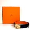 Pre-Owned/ Pre-Loved/ Second-Hand Hermes CDC Collier de Chien Belt, Others in Black, Orange, Gold Hardware Color, 85cm Size, Front View