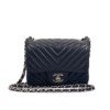Pre-Owned/ Pre-Loved/ Second-Hand Chanel Mini Square Chevron, Bag in Black, Silver Hardware Color,  Size, Front View