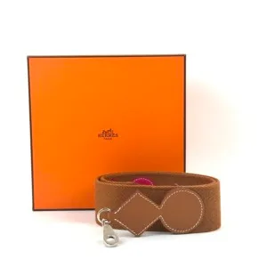 Pre-Owned/ Pre-Loved/ Second-Hand Hermes Canvas Attelage Bag Strap, Others in Gold, Gold Hardware Color, 90cm Size, Front View