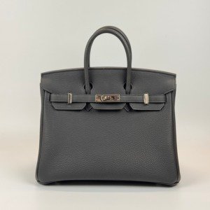 Pre-Owned/ Pre-Loved/ Second-Hand Hermes Birkin 25 Togo, Bag in Graphite, Palladium Hardware Color, 25 Size, Front View
