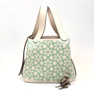 Pre-Owned/ Pre-Loved/ Second-Hand Hermes Micro Picotin Lucky Daisy, Bag in Nata, Vert Blanc Color, 14 Size, Front View