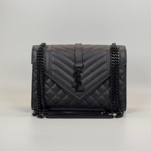 Pre-Owned/ Pre-Loved/ Second-Hand Saint Laurent (YSL) Envelope Medium, Bag in Black, Black Hardware Color,  Size, Front View