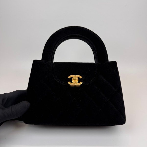 b202601887-chanel-black-velvet-small-kelly-bag-1 Chanel | Black Velvet Small Kelly Bag
