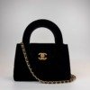 b202601887-chanel-black-velvet-small-kelly-bag Pre-Owned/ Pre-Loved/ Second-Hand Chanel Black Velvet Small Kelly Bag, Bag in Black Color, Small Size, Front View