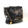 Pre-Owned/ Pre-Loved/ Second-Hand Chanel Small Chanel 22, Bag in Black, Gold Hardware Color, Small Size, Front View