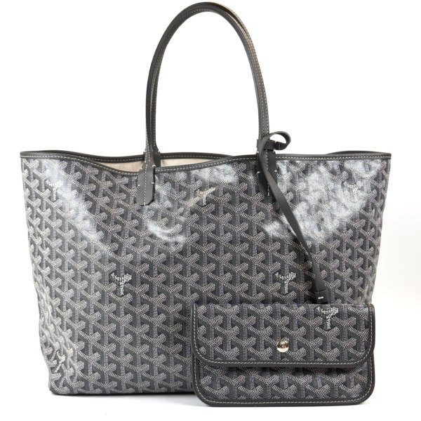 Pre-Owned/ Pre-Loved/ Second-Hand Goyard Saint Louis Tote PM, Bag in Grey Color, Small ( 34 × 28 × 15 cm ) Size, Front View