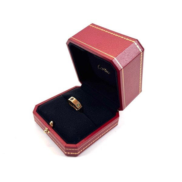 Pre-Owned/ Pre-Loved/ Second-Hand Cartier Multi Gemstone Love Ring Classic, Ring in Rose Gold, 6 Colour Gemstone Color, 49 (Classic Love Ring Thickness) Size, Front View