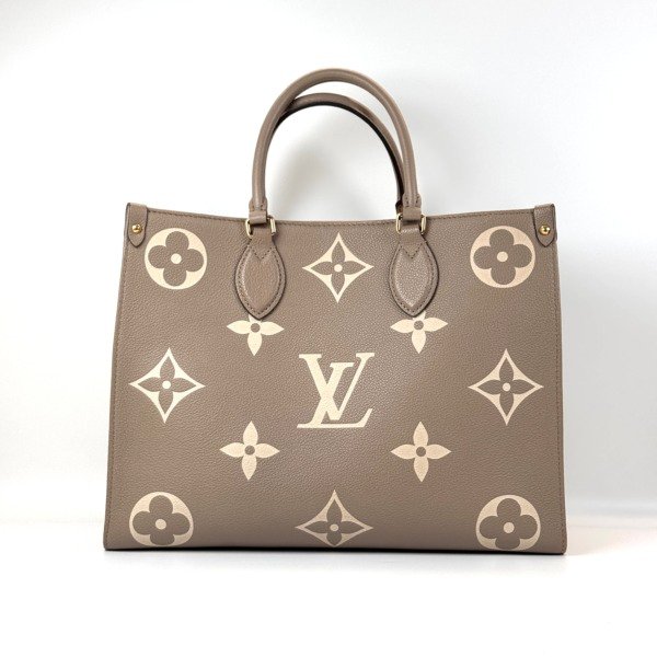 Pre-Owned/ Pre-Loved/ Second-Hand Louis Vuitton (LV) On The Go MM, Bag in Grey, White monogram Color, Medium Size, Front View