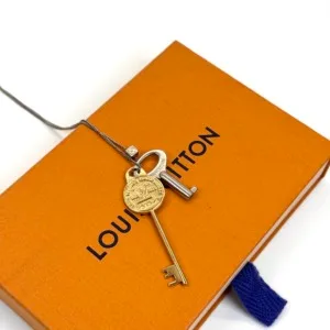 b202605956-louis-vuitton-lv-keys-long-necklace-3 Pre-Owned/ Pre-Loved/ Second-Hand Louis Vuitton (LV) Keys Long Necklace, Necklace in Silver & Gold Color, Size, Front View