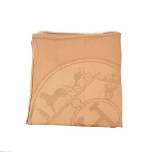 b202606915-hermes-cashmere-shawl Pre-Owned/ Pre-Loved/ Second-Hand Hermes Cashmere Shawl , Others in Brown Color, 140cm Size, Front View