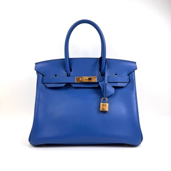 b202606944-hermes-birkin-30-novillo-leather Pre-Owned/ Pre-Loved/ Second-Hand Hermes Birkin 30 (Novillo Leather), Bag in Bleu Color, 30 Size, Front View
