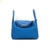 Pre-Owned/ Pre-Loved/ Second-Hand Hermes Lindy 26 Clemence, Bag in Bleu Zanzibar/Malachite Color, 26 Size, Front View