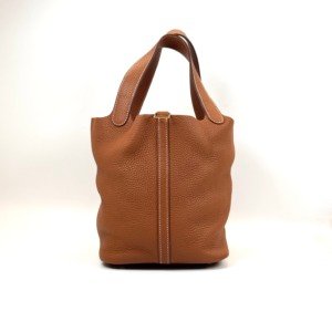 Pre-Owned/ Pre-Loved/ Second-Hand Hermes Picotin 22 Clemence, Bag in Gold, Gold Hardware Color, 22 Size, Front View