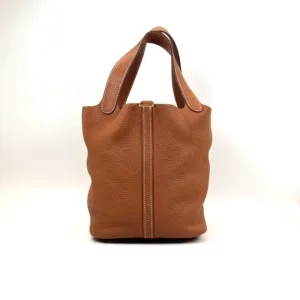 Pre-Owned/ Pre-Loved/ Second-Hand Hermes Picotin 22 Clemence, Bag in Gold, Gold Hardware Color, 22 Size, Front View