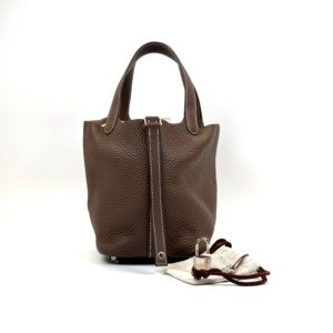 Pre-Owned/ Pre-Loved/ Second-Hand Hermes Picotin 18, Bag in Etoupe, Palladium Hardware Color, 18 Size, Front View