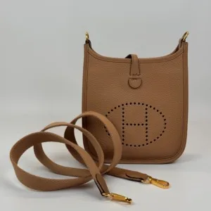 Pre-Owned/ Pre-Loved/ Second-Hand Hermes Mini Evelyne, Bag in Chai Color, Mini Size, Front View