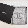 Pre-Owned/ Pre-Loved/ Second-Hand Chanel CC Rectangle Silk Shawl/Scarf, Others in Dual colour (Grey, Dark Blue) Color, 140cm Size, Front View