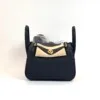 Pre-Owned/ Pre-Loved/ Second-Hand Hermes Mini Lindy II Clemence, Bag in Black, Gold Hardware Color, mini Size, Front View