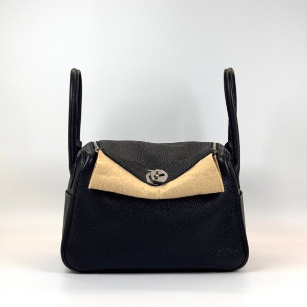 Pre-Owned/ Pre-Loved/ Second-Hand Hermes Lindy 26 Black, Bag in Black, Palladium Hardware Color, 26 Size, Front View