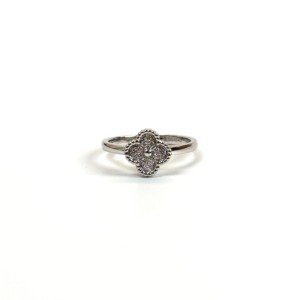 Pre-Owned/ Pre-Loved/ Second-Hand Van Cleef & Arpels (VCA) Diamond Sweet Alhambra Ring, Ring in White Gold Color, 53 Size, Front View
